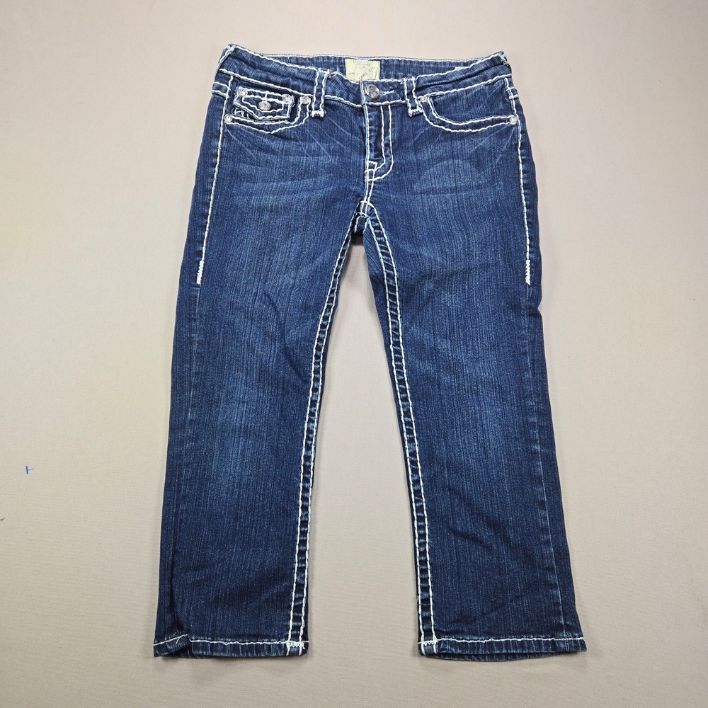 L.A. Idol Capri Jeans Y2K Bling Thick Stitch Dark Wash Women Size 9